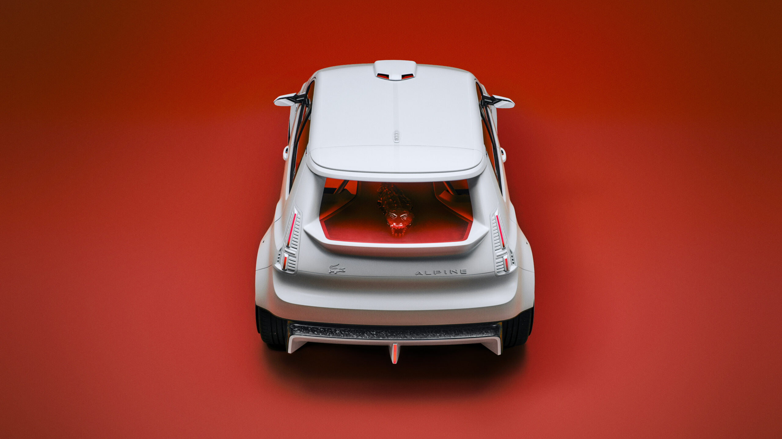 Design extérieur de l'Alpine Lacoste A290 Rallye blanche